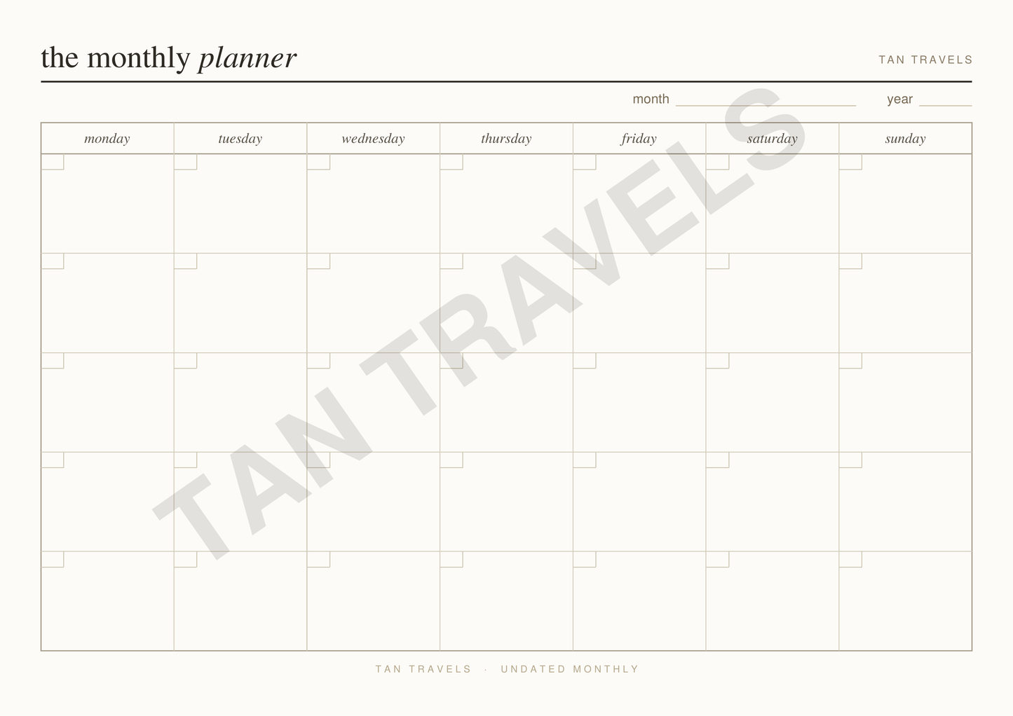 Monthly Planner - 365 Days