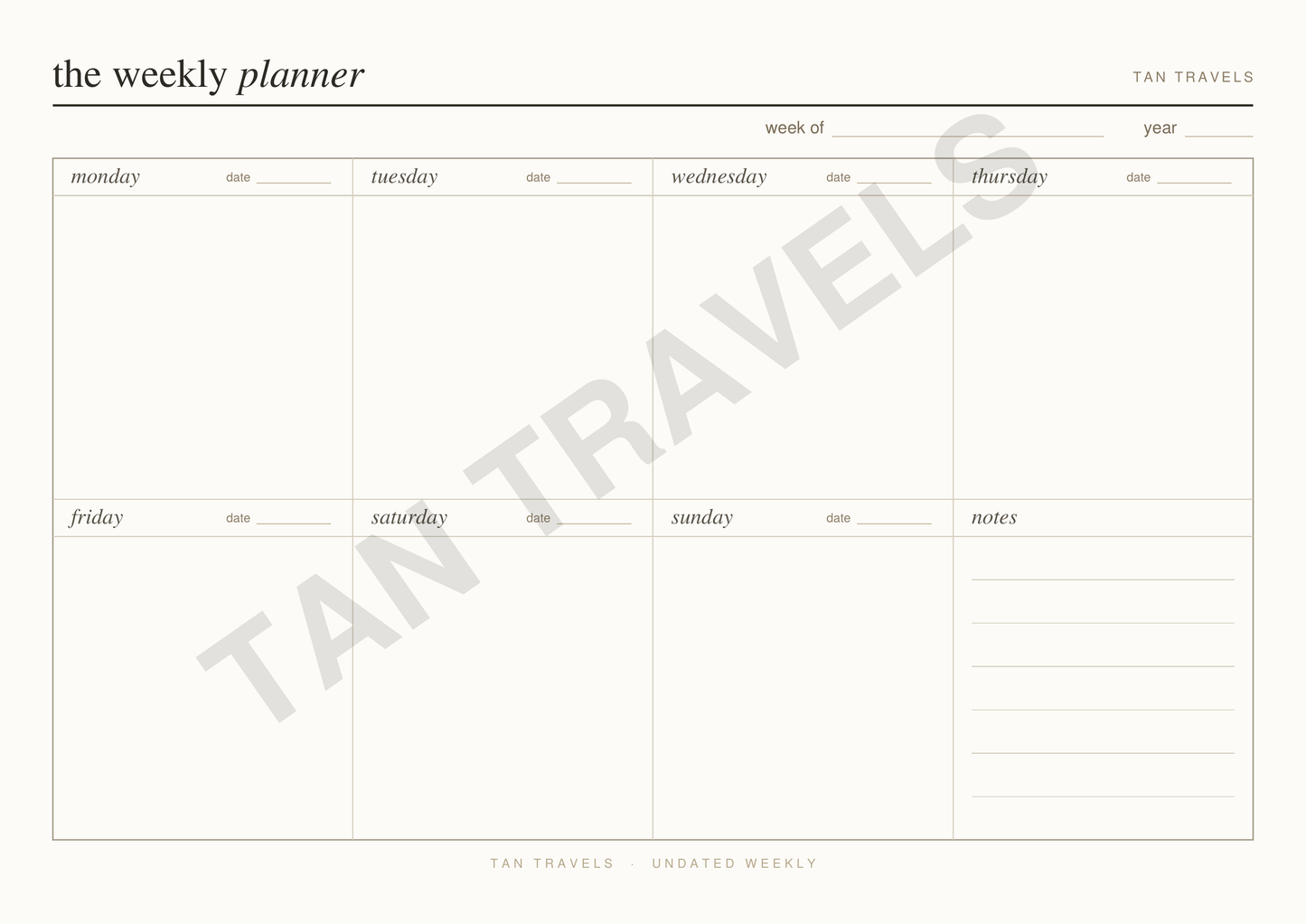 Weekly Planner - 365 Days